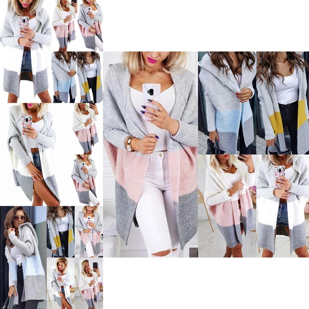 Ladies Long Hooded Cardigan Knitted Sweater Coat For Winter Casual Plus Size Style