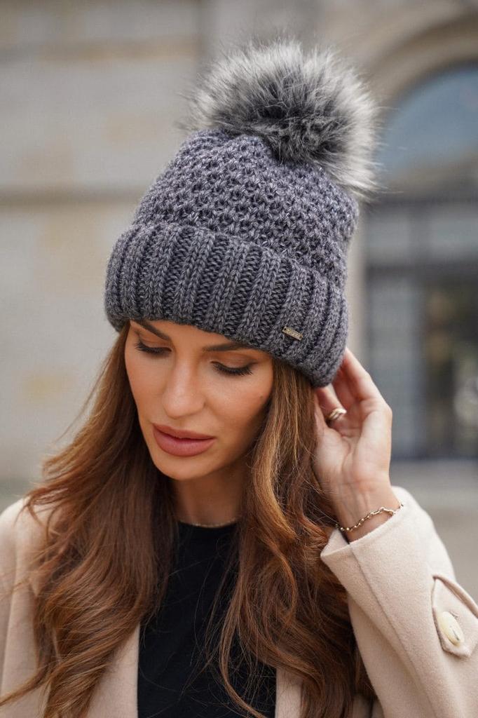 Kamea-Furja Graphite Women' Winter Hat with Eco Pompom