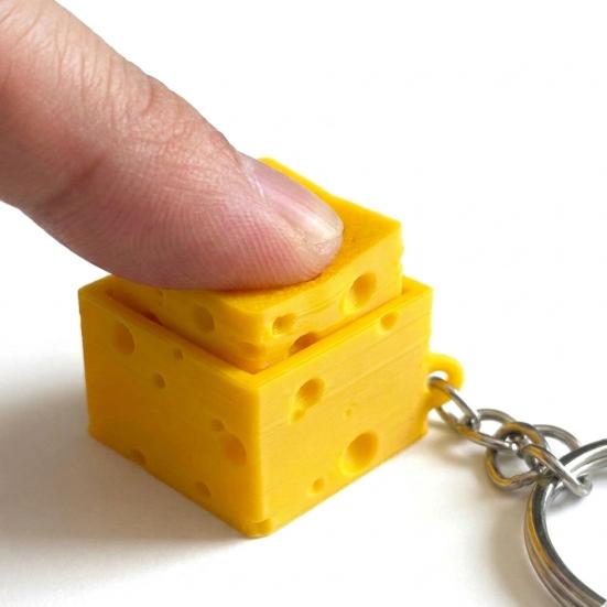 Symulowany Ser Fidget Clicker Brelok, Drukowany 3D Kostka Sera Finger Clicker, Przycisk Push Fidget Zabawka do Redukcji Lęku i Stresu do Biura Klasy