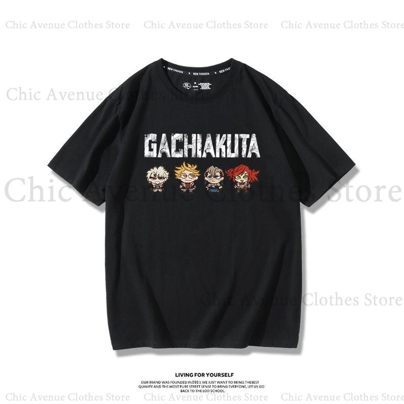 Anime GACHIAKUTA Series Cartoon Print Tshirt Cotton Summer Tops Short Sleeve Tee Daily Unisexs Clothing Streetwear