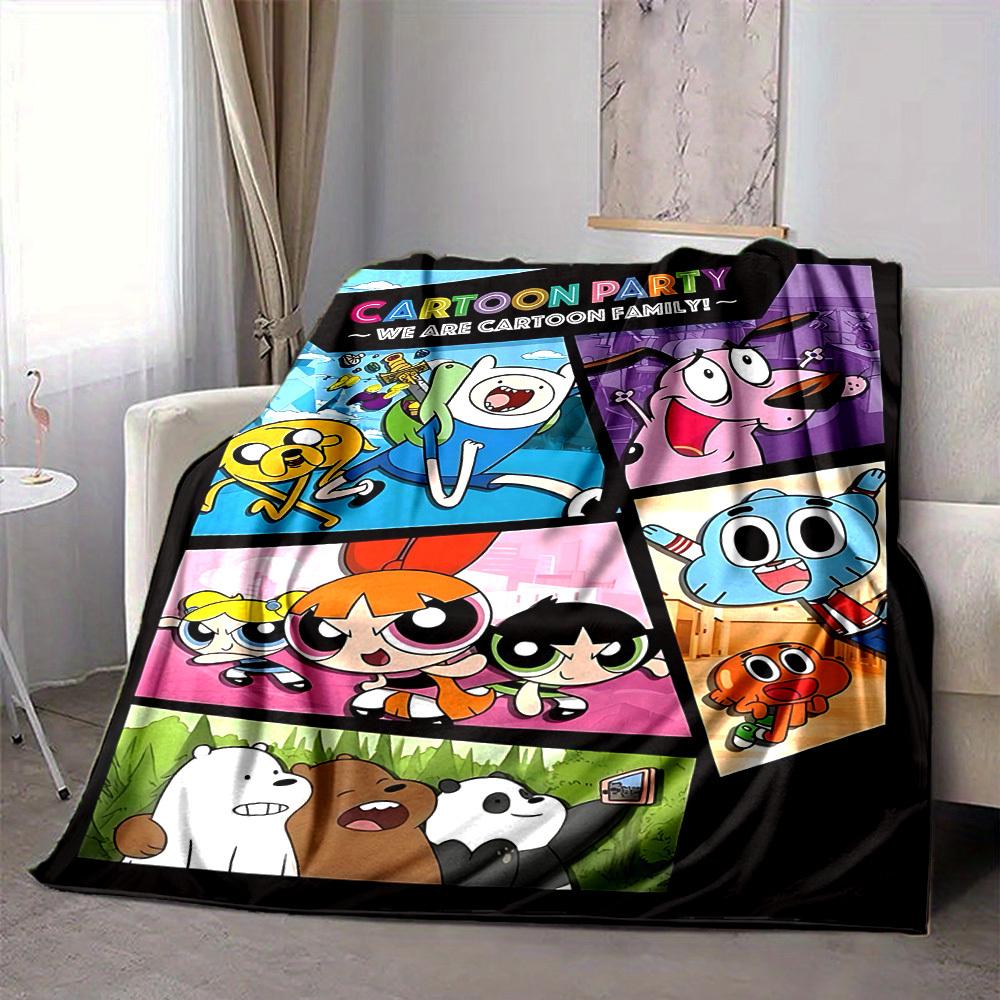 1pc Cartoon Party Cozy Print Blanket - Lightweight Warm Flannel Throw 80x120cm