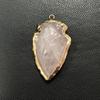 1Pc, Natural Stone Healing Crystal Arrow Pendant with Golden Edge, Boho Jewelry for Necklace Making & Daily Wear, 2026 Fashion Handmade Accessory