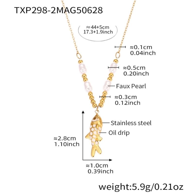 Elegant Pearls Fish Pendant Necklace In Silver Or Gold For Daily Wear And Gift Giving