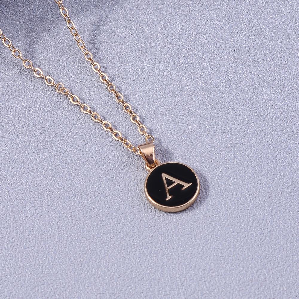 Fashion Enamel Initials Letter Pendant Necklace for Women Girls A-Z Alphabet Name Necklace Birthday Jewelry Gift
