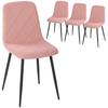 Dining Room Chairs 4 Piece Set Kitchen Chair With Backrest Velvet Look Armchair 45 X 54 X 87 Cm Pink