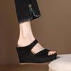 Fashion Wedge Sandals Women's New Round Toe Open Toe Suede Platform Platform Anti-Slip Wear-Resistant Cutout Fish Mouth High Heels