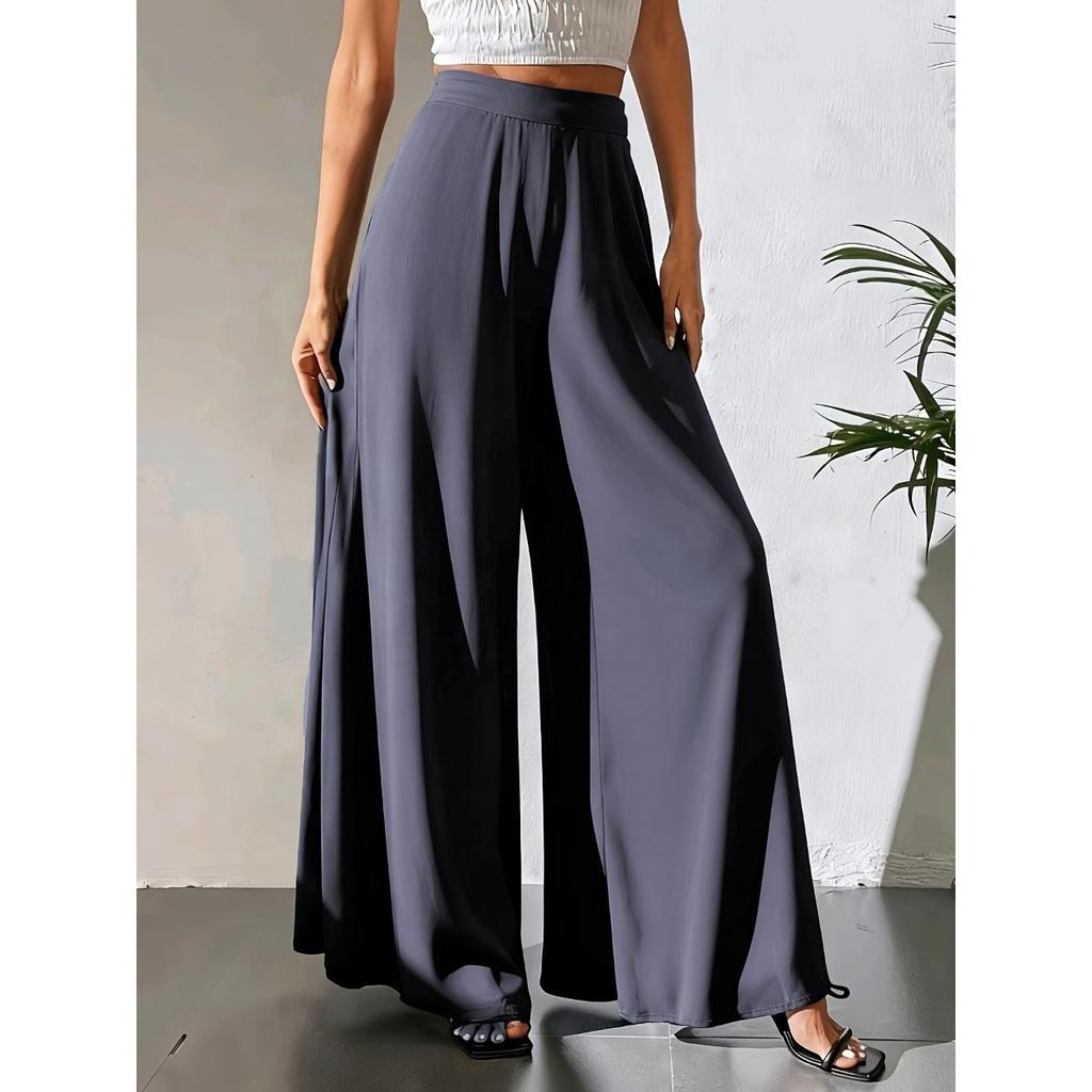 Women's Wide Leg Pants Casual Chiffon Loose Trousers for Summer