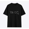 Cat Short-sleeve Printed T-shirt Top Cute Line Art Cat Meme Graphic Casual Streetwear Daily Wear Versatile