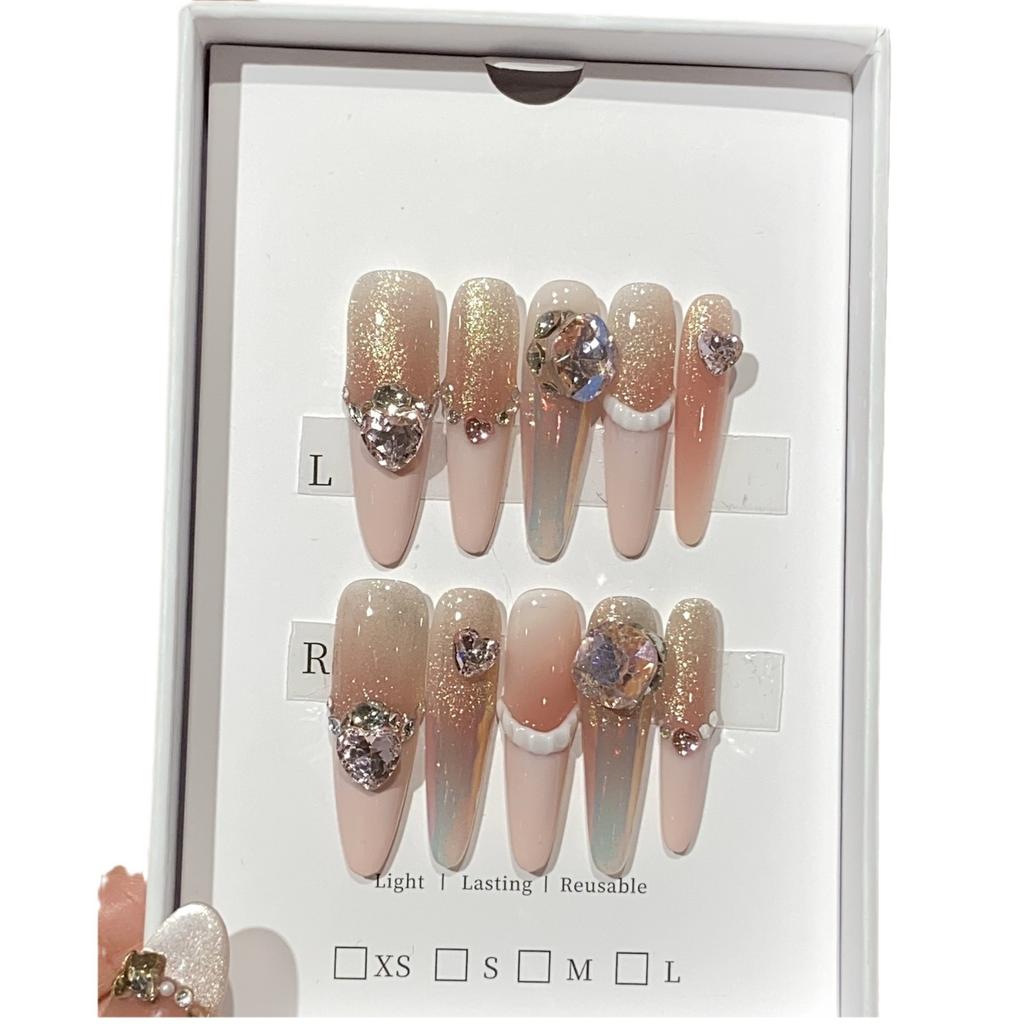 Sweet and Cute Champagne Color Fine Glitter Pink French Love Aurora Powder Square Diamond First Generation Sweet Girl