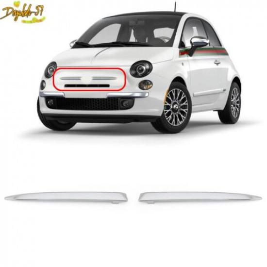 2pcs Chrome Front Bumper Upper Grill Moulding Trim For Fiat 500 2007-2015 ZA TR