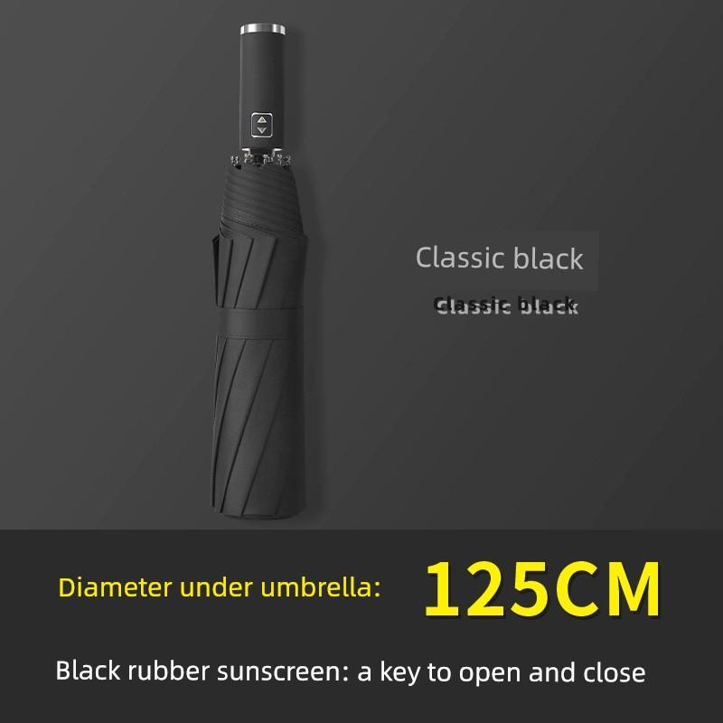 Large Umbrella for Men, Reinforced and Thickened, Sturdy and Wind-Resistant, Dual-Use for Sun and Rain, Foldable Black-Coated Sun Protection Umbrella