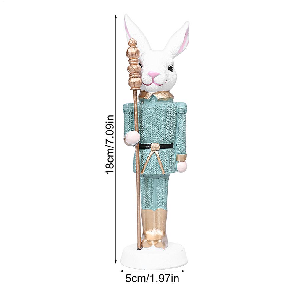 Osterhasen-Figur Schreibtisch-Osterhase Statue Mit Zepter Harz Hase Tier Skulptur Frühling Kreative Tischdekorationen