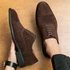 Gentleman Trend Pointed Toe Casual Suede Leather Shoes Men Lace Up Oxfords Wedding Dress Formal Flats Footwear Zapatos Hombre