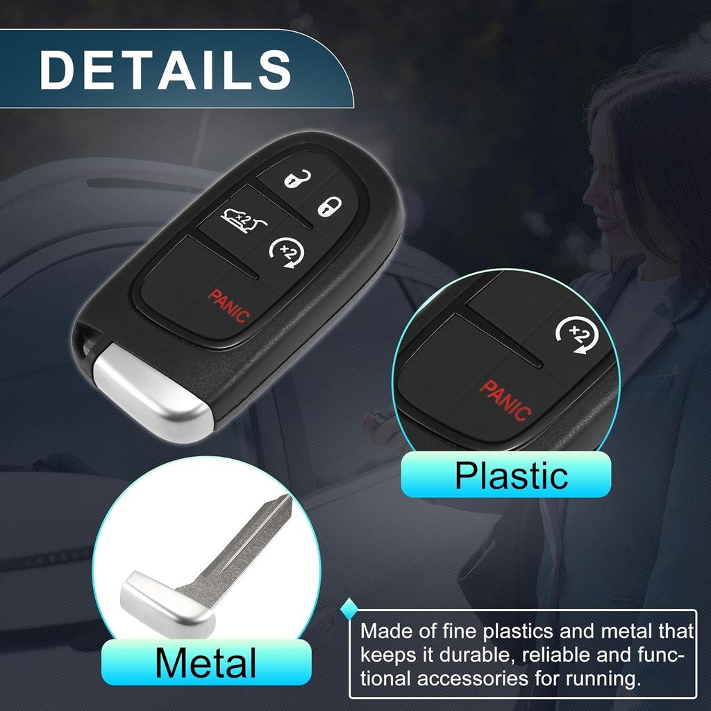 Schlüsselloser Einstiegs-Fernbedienungsschlüssel für Jeep Cherokee 2014-2020 433MHz GQ4-54T 5 Tasten Wiederverwendbar | Ersatz-Autoschlüsselanhänger 1 Stück