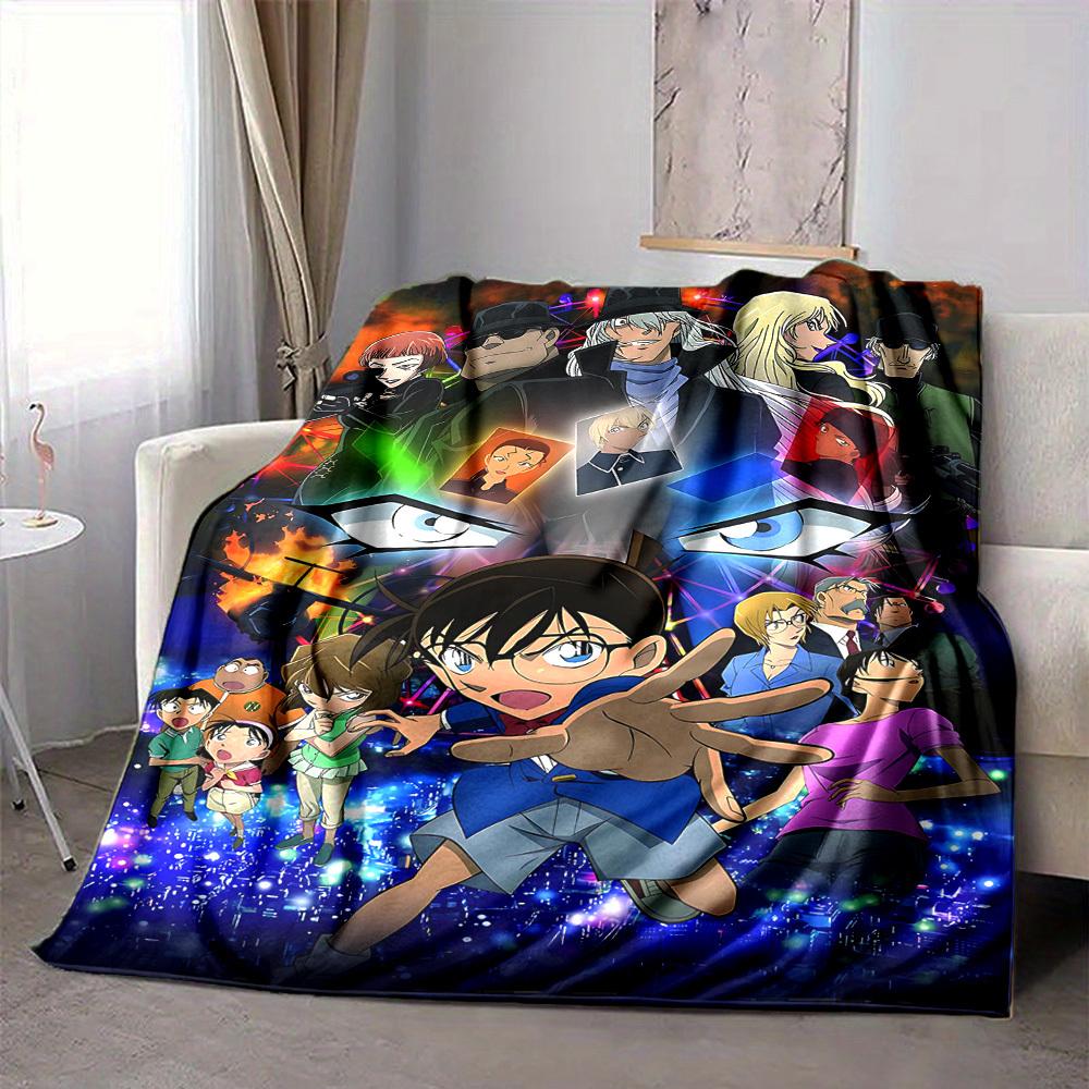 1pc Detective Conan Cozy Print Blanket Lightweight Warm Flannel Throw Blanket For Sofa, Bed, Living Room