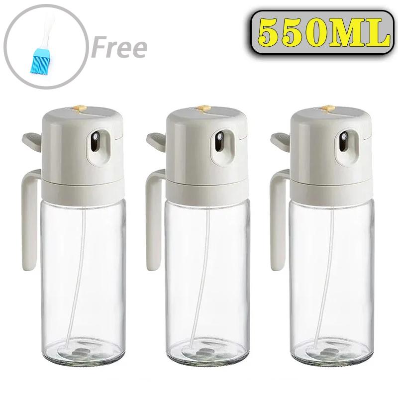 1/2PCS 550ml Glass Oil Spray Bottle 2in1 Spray Bottle Pourer Fitness Fat Loss Camping BBQ Vinegar Sauce Sprayer Cooking Utensils