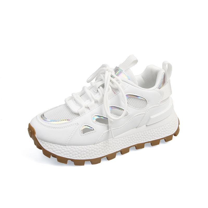 

2025 new summer thin mesh dad shoes women s platform sports shoes student versatile casual breathable little white shoes 36 серебро белый