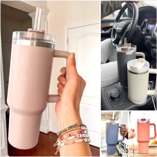 [Limited Edition] Clear Plastic Straws, Reusable with Cleaning Brush, for 40 Oz and 30 Oz Water Cups (6)