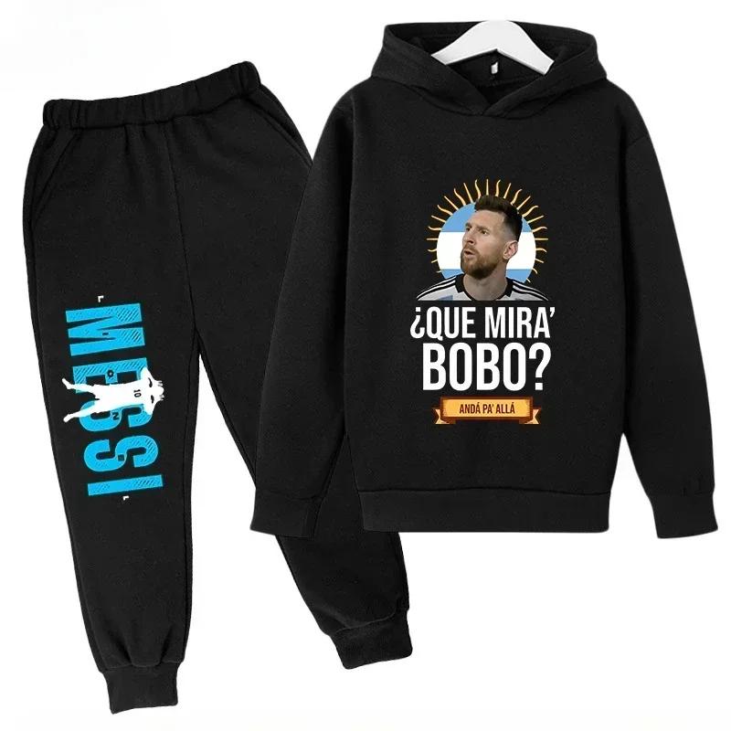 Messi Print Children's Set Sports Hoodie Pants Suit 2pcs Set Boys Girls Baby Kid Clothing Casual Fashion Autumn Winter Sportsuit