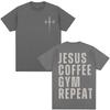 Jesus Coffee Gym Repeat Christian Graphic T Shirts Men Women Fashion Vintage Gothic T-shirt Oversized Cotton Tees