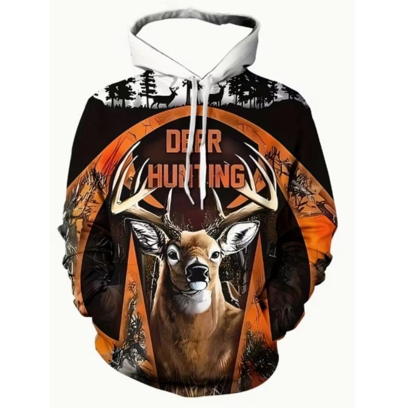 3D Eagle Print Men's Fashionable Long Sleeved Casual Sports Hooded Sweatshirt