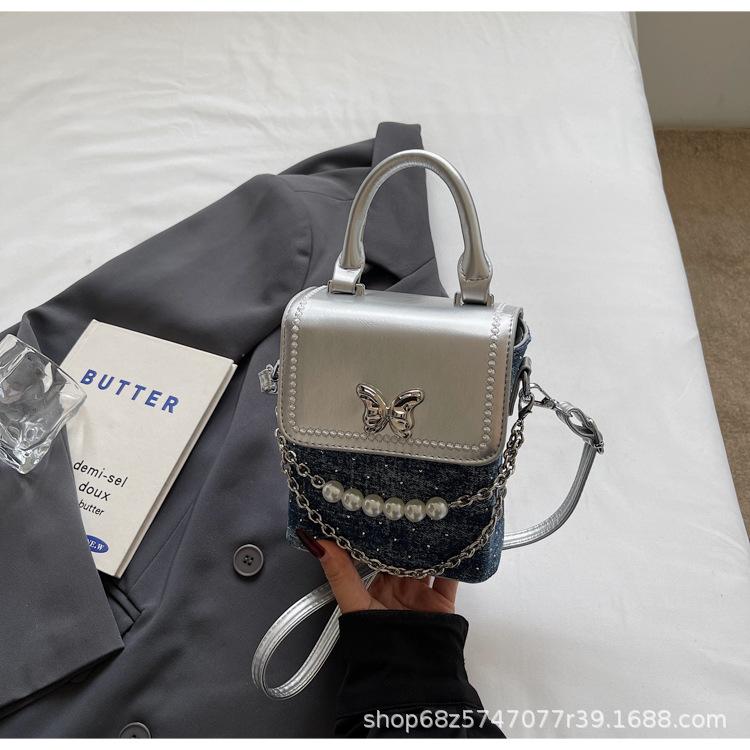 Handbag bag women's summer 2025 new trendy fashion niche design crossbody small square bag Internet celebrity butterfly mobile phone bag
