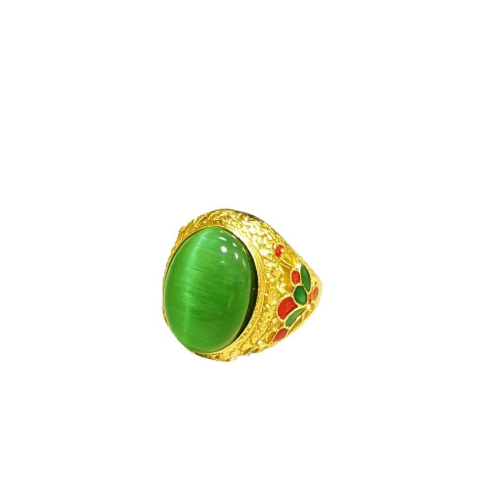 Wide Open Chinese Style Golden Bangle Rhinestone Opening Ring  Festival Gifts Ring
