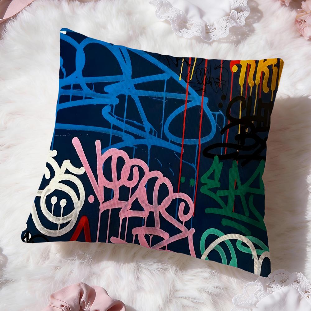 Street Graffiti Texture Cushion Cover Premium Comfort Reversible Pillow Cove Two In One Design for Any Room  Car Interior