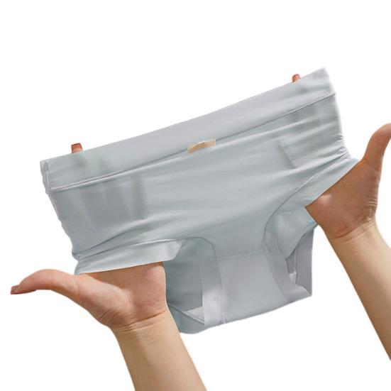 Women's Ultra Thin Ice Silk Underwear Mid-Rise Seamless Transparent Panties See Through Invisible Briefs