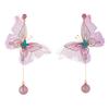 Purple-Pink Butterfly Diamond Pearl Pendant Earrings Mori Pastoral Small Fresh Earrings Super Fairy Tassel Earrings