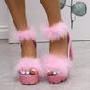 Fashion Women's Sandals Very High Heels Platform Roman Shoes Elegant Woman Heeled Fluffy Sexy Comfortable Pole Dance New
