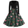 Print Flare Dress For Women Long Sleeve Dress Hollow Party Casual Dresses