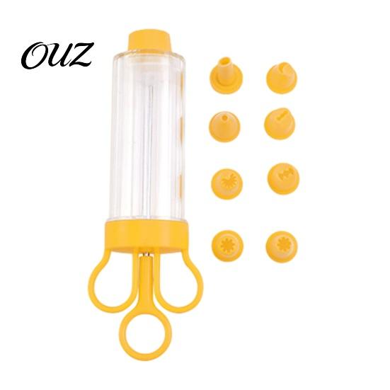 DIY Pastry Decoration Set Dessert Cake Icing Dispenser, 8/11 Interchangeable Nozzles Piping Tips, Easy Control Decorator Ergonomic Transparent Barrel