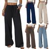 Women's High Waist Wide Leg Pants with Drawstring In Multiple Colors