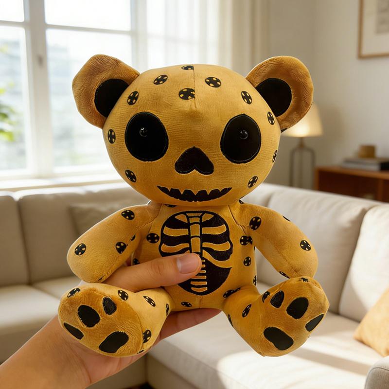 Gothic Skeleton Teddy Bear Plush Toy Cute Halloween Decor Unique Soft Stuffed Animal Collectible Gift for Kids