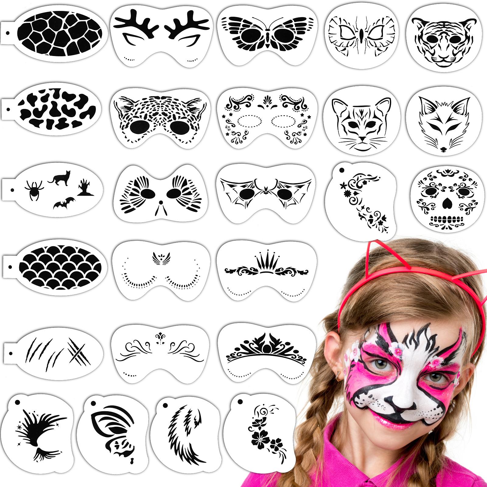 25 Pieces Face Painting Stencils, Reusable Face Paint Templates Tattoo Stencils чёрный