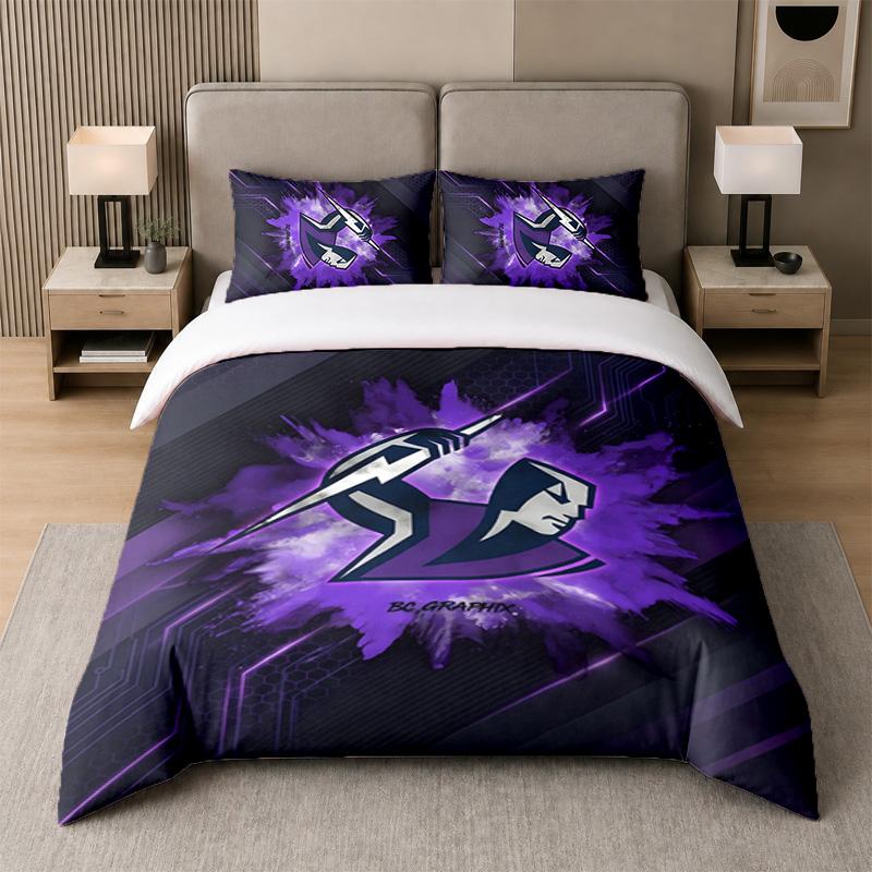 3Pcs Bedding SetMelbourne Storm Soft Bed Sheet and Two Pillowcases Home Bedroom Decor