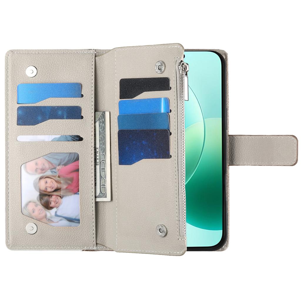For Honor 400 Lite 5G Case Zipper Wallet Color Splicing Leather Flip Phone Cover with Straps