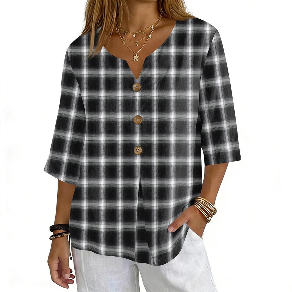 Women's Shirts Dressy Casual T-Shirts 3/4 Sleeve Tunic Tops Basic Tees Pullover Work Blouses