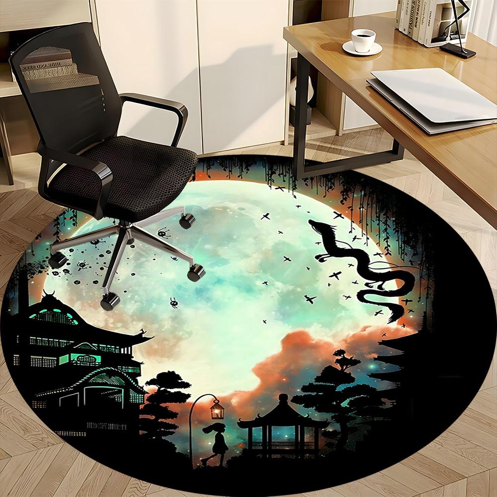 1pc Moonlit Garden Office Round Area Rug, Under Office Chairs Bedroom Living Room Home Decor, Room Deco