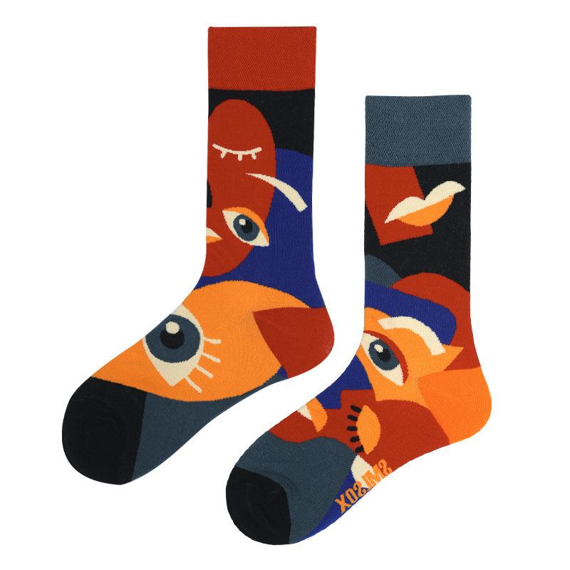 1 Pair Man Women Sock Original AB Tide Socks Colorful Cat Dog Koala Cow Cotton Socks Four Seasons Unisex Medium tube Socks Gift