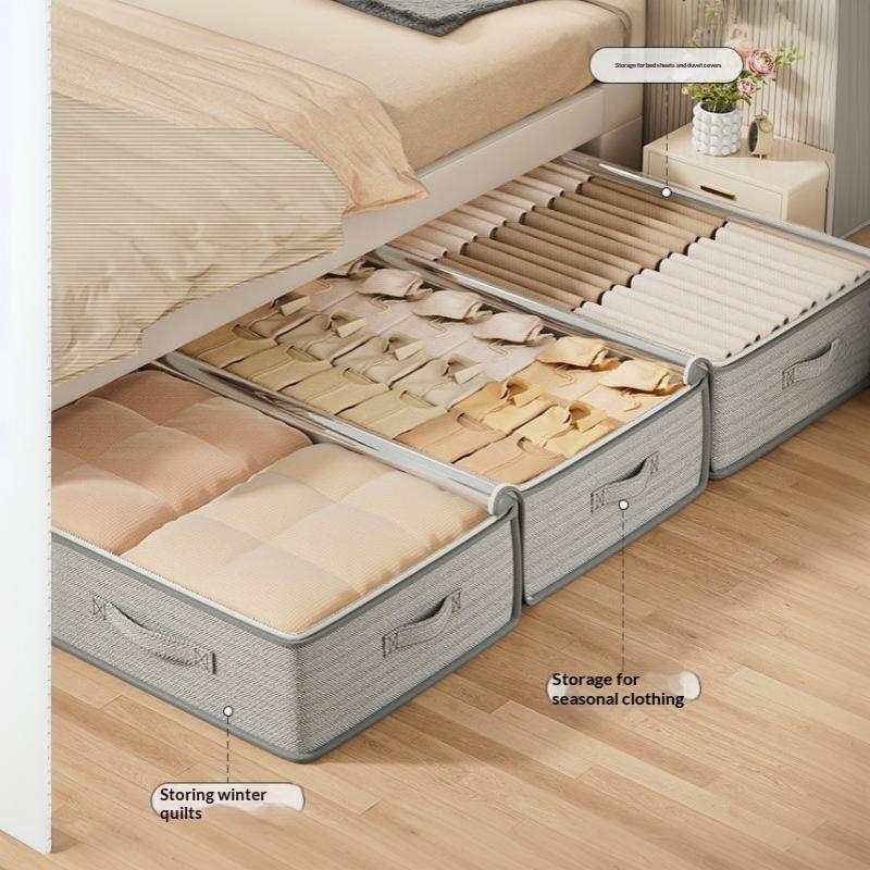 Under Bed Storage Organizer Heavy Duty Foldable Large Capacity With Handles for Seasonal Clothes Blankets Shoes