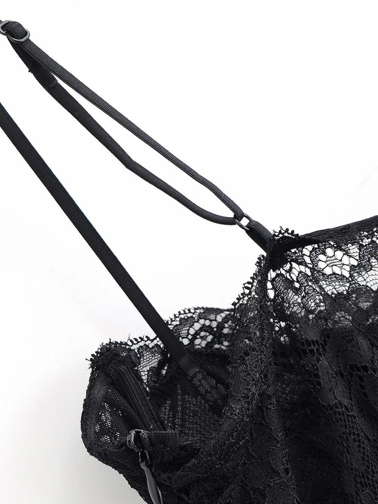 Elegant Sheer Lace Waist-Cinching Camisole Dress for Women – High-Grade A-Line Long Summer Dress