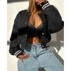 New Women's Faux Leather Jacket, Long Sleeve Biker Style PU Coat Oversize Two Pockets, Winter Fashion Trench Coat for Ladies