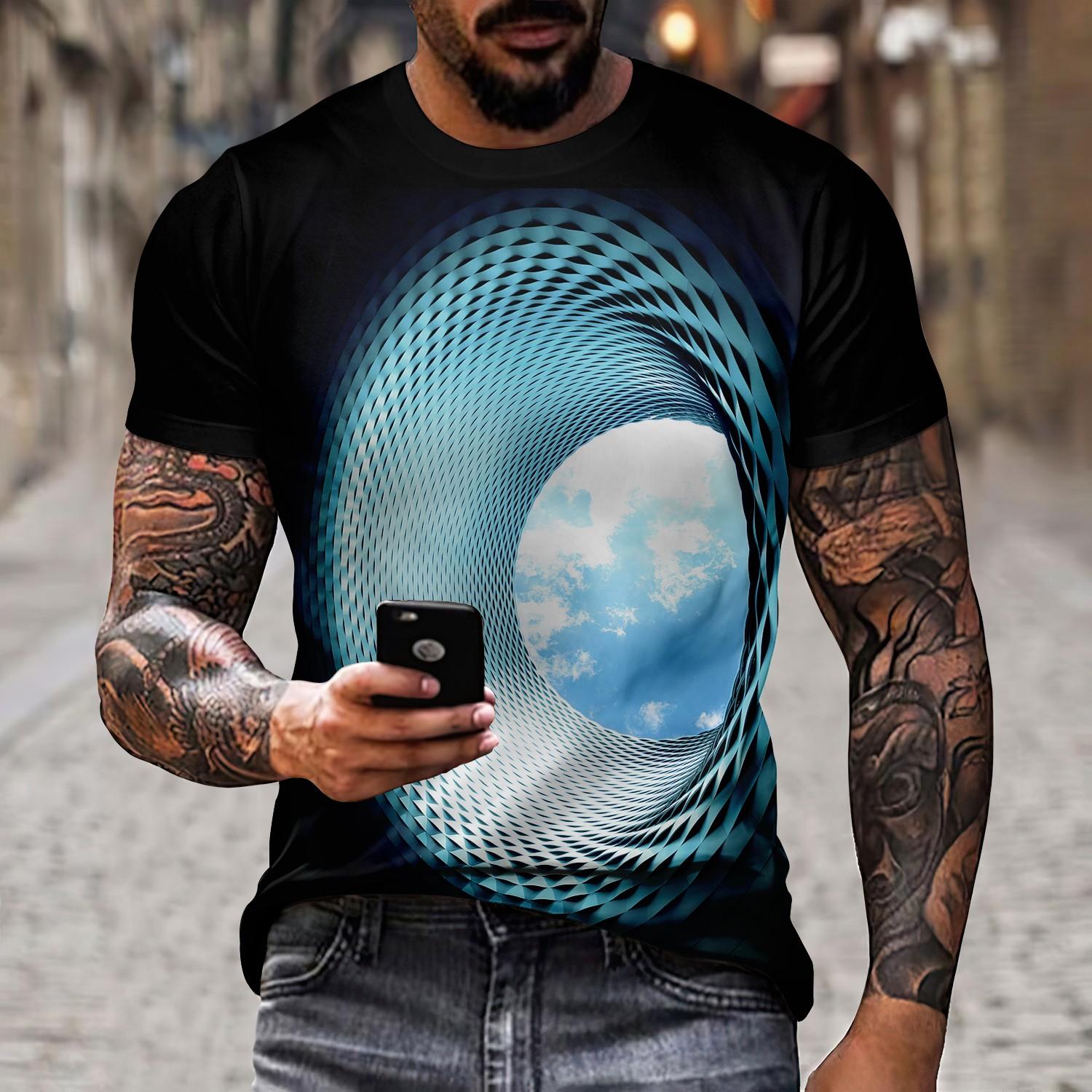 

Черная мужская летняя повседневная спортивная одежда с 3D лучами неба и короткими рукавами, модная уличная одежда, мужские футболки большого размера 5XL серый