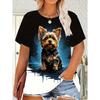 Plus Size Casual Crew Neck Short Sleeve Cartoon Animal Print T-Shirt - Soft Stretch Polyester Fabric Spring and Summer Womens Relaxed Fit Clothing
