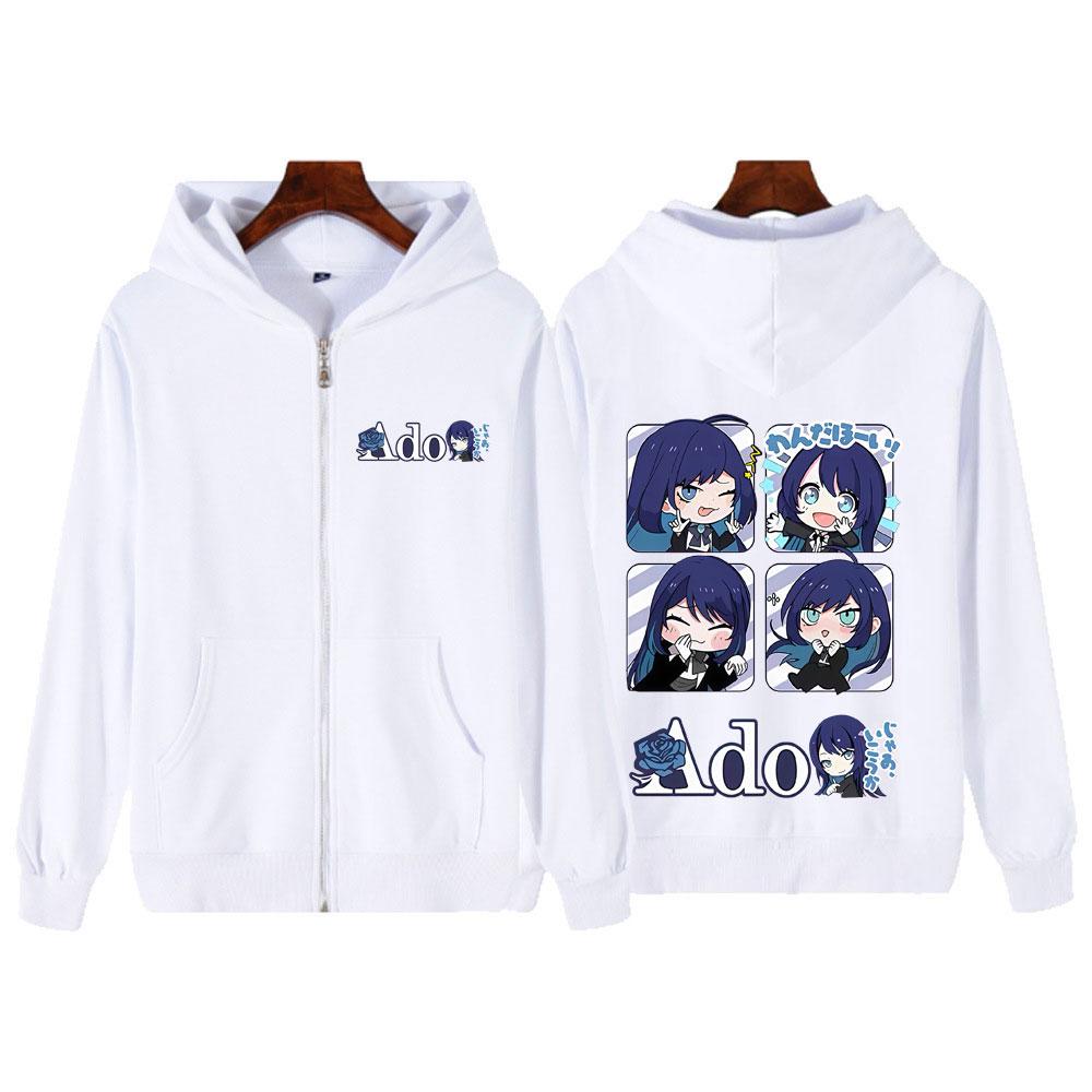 Ado Anime Double-sided Print Zipper Hoodies Women Men Autumn Winter Casual Harajuku Fashion Fleece Aesthetics Jacket Hoodies