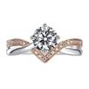 Open Ring V Shape Crown Design PT950 Rose Gold Plated Split Color Fake Moissanite Adjustable Ring for Women