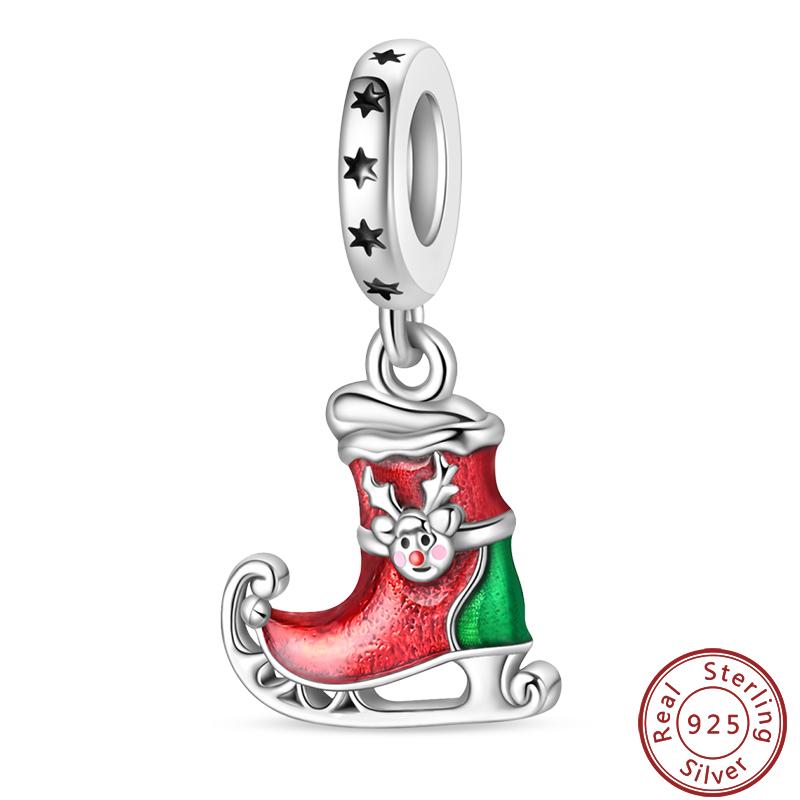 Copper Romantic Christmas Snowman Gingerbread Santa Claus Charms Bead Fit 3Mm Diy Fine Jewelry Accessories