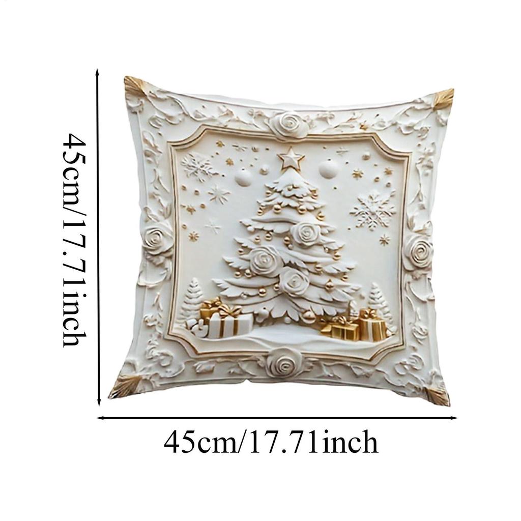Pillow Covers 18x18 Inch Embossed Pillowcase Decorations Winter 4 Piece Christmas Couch Pillow Covers For Holiday Farmhouse